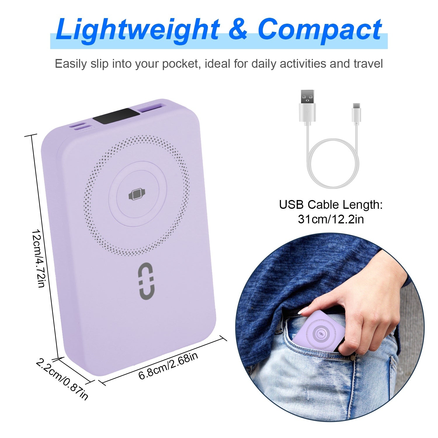 1Pc 3 In 1 10000mAh MagSafe Fast Charging Power Bank