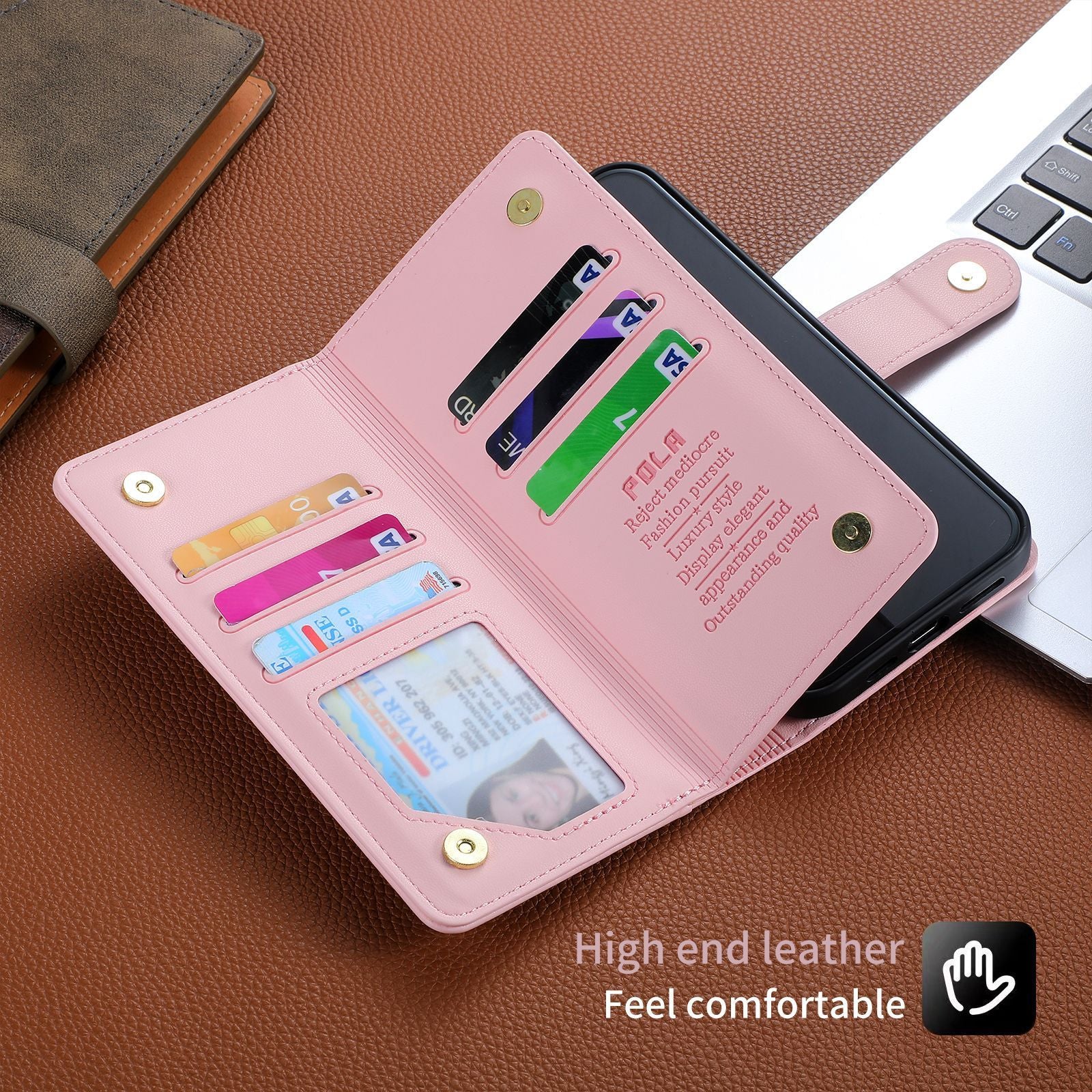 Women's Multi-card Gilding Heart Zipper Phone Case