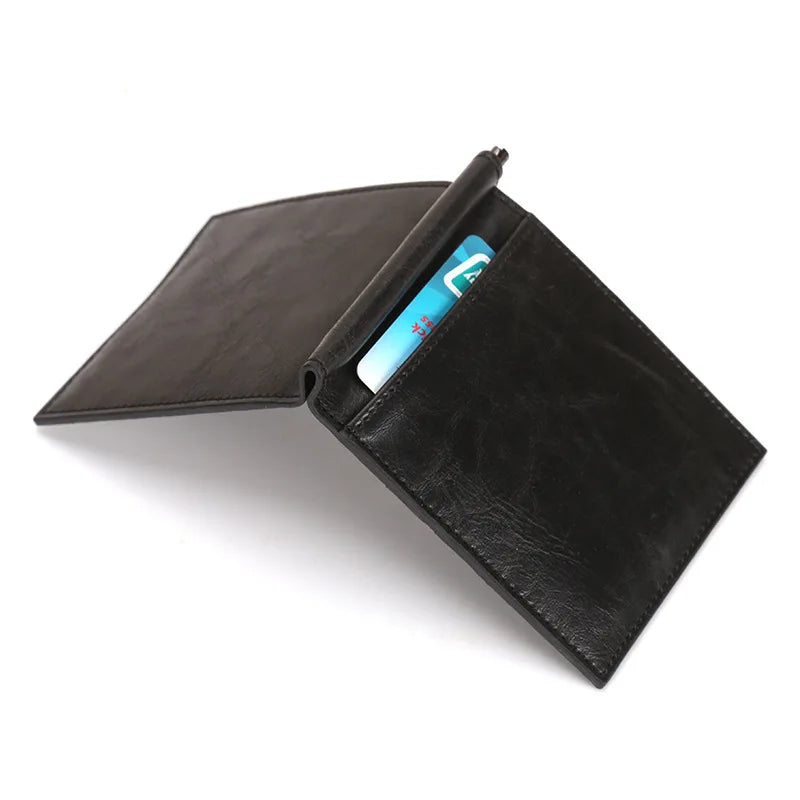 Black PU Leather Minimalist Wallet