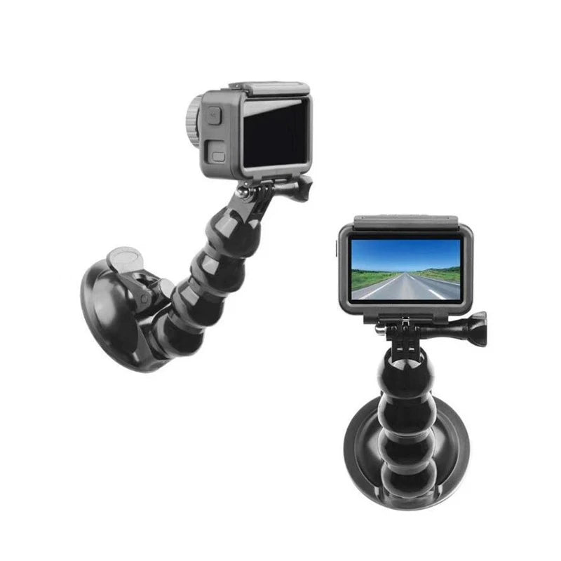 Suction Cup Camera Car Mount with Tripod Adapter and Phone Holder