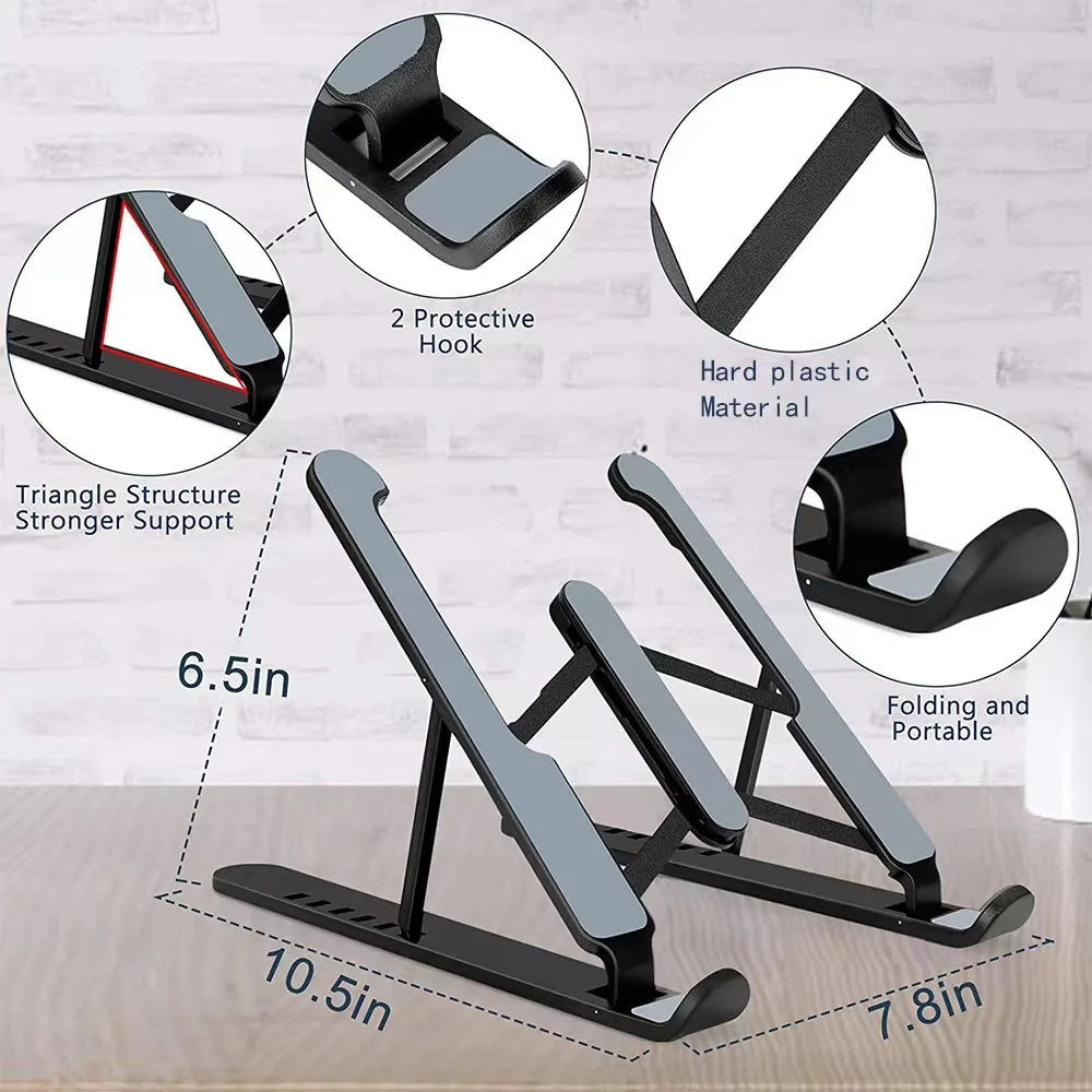 Foldable Laptop Stand - Adjustable Cooling Riser