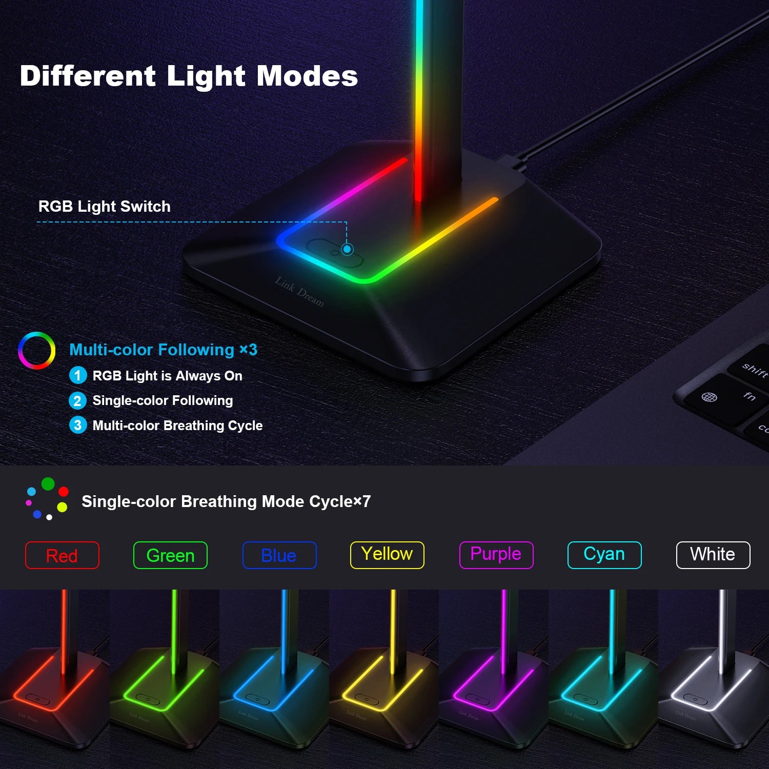 Link Dream RGB Headphone Stand with USB-C Ports