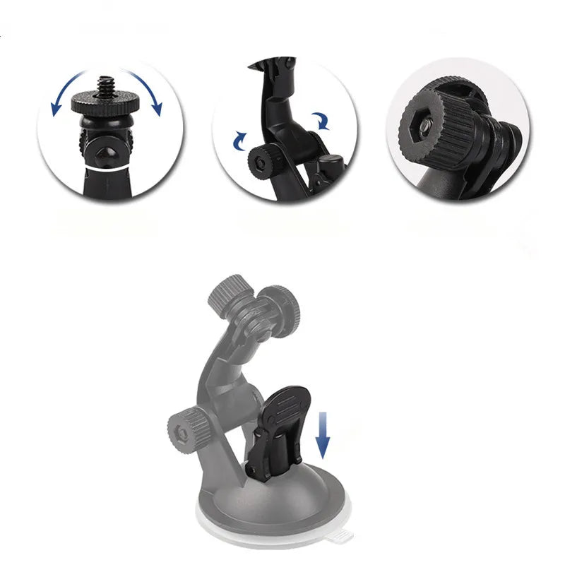 Suction Cup Camera Car Mount with Tripod Adapter and Phone Holder