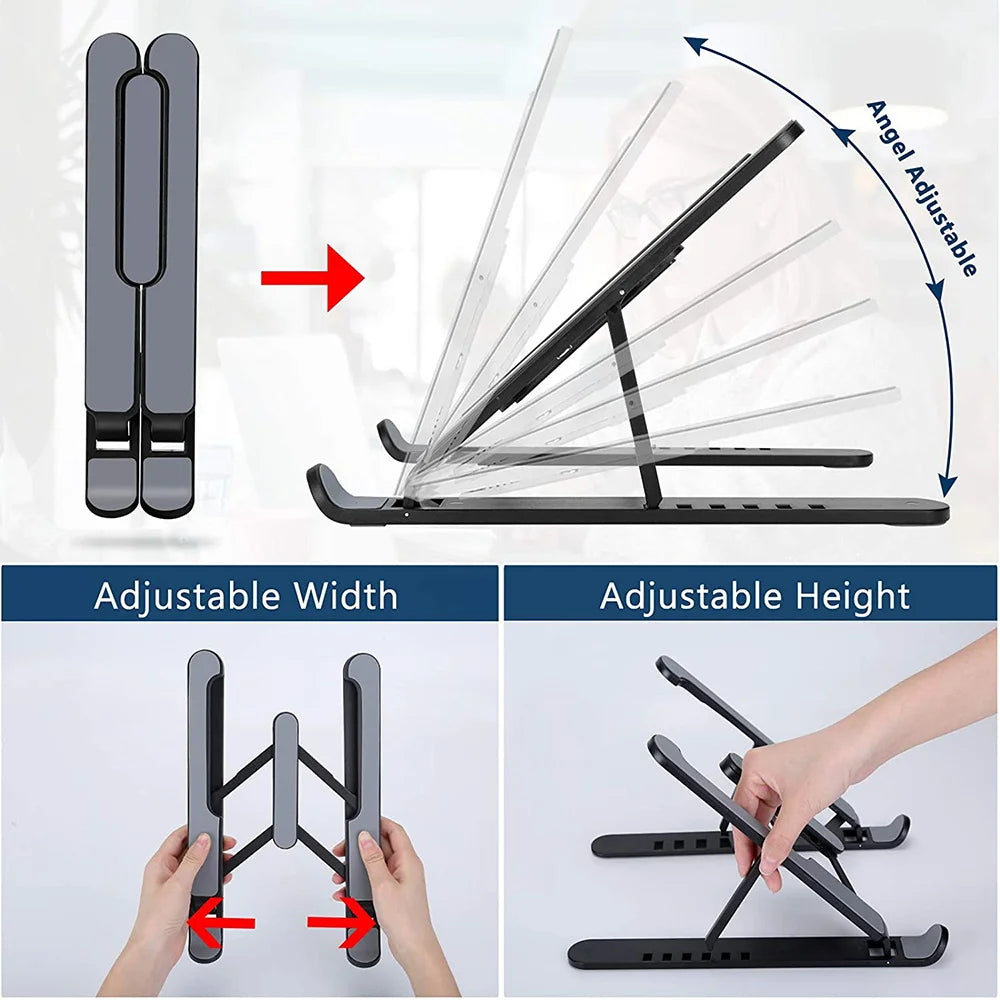 Foldable Laptop Stand - Adjustable Cooling Riser