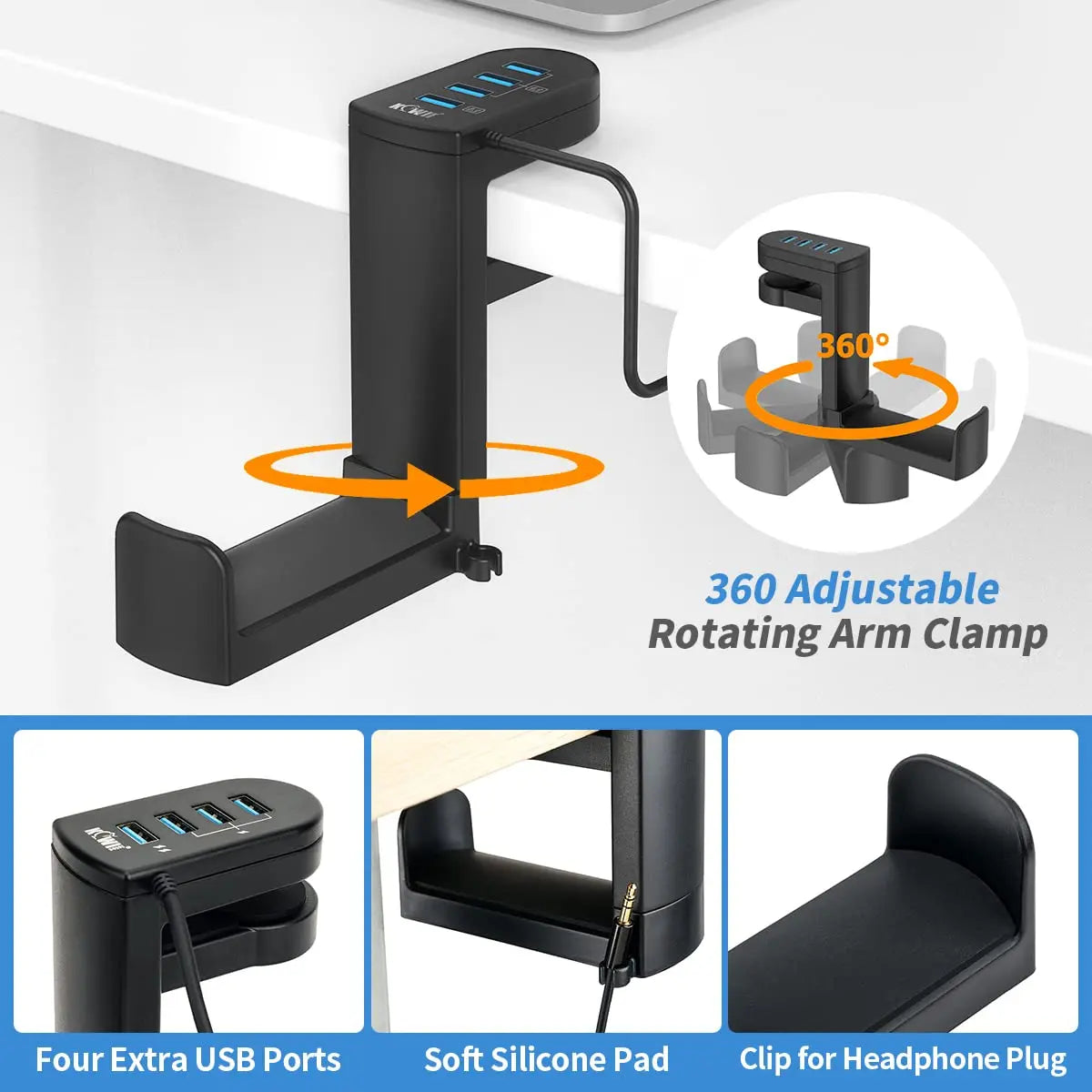 PC Gaming Headset Stand with USB Ports