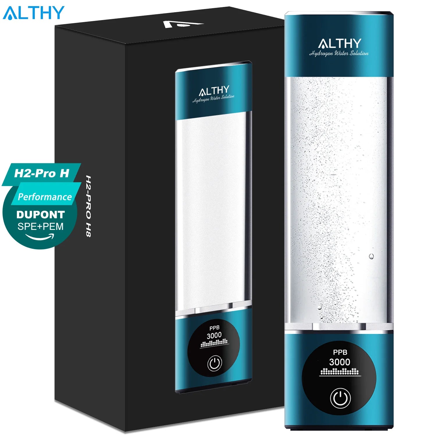 ALTHY Hydrogen Water Generator Bottle with H2 Inhalation Device