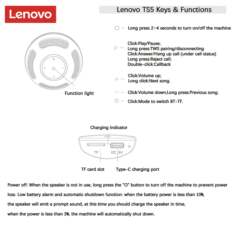 Lenovo TS5 Bluetooth V5.3 Speaker