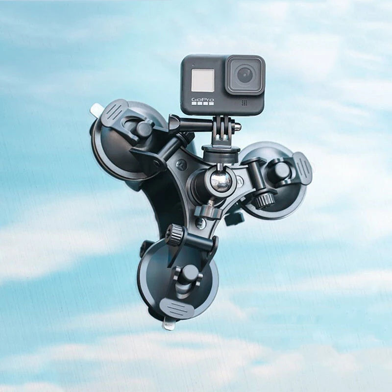 Suction Cup Camera Car Mount with Tripod Adapter and Phone Holder