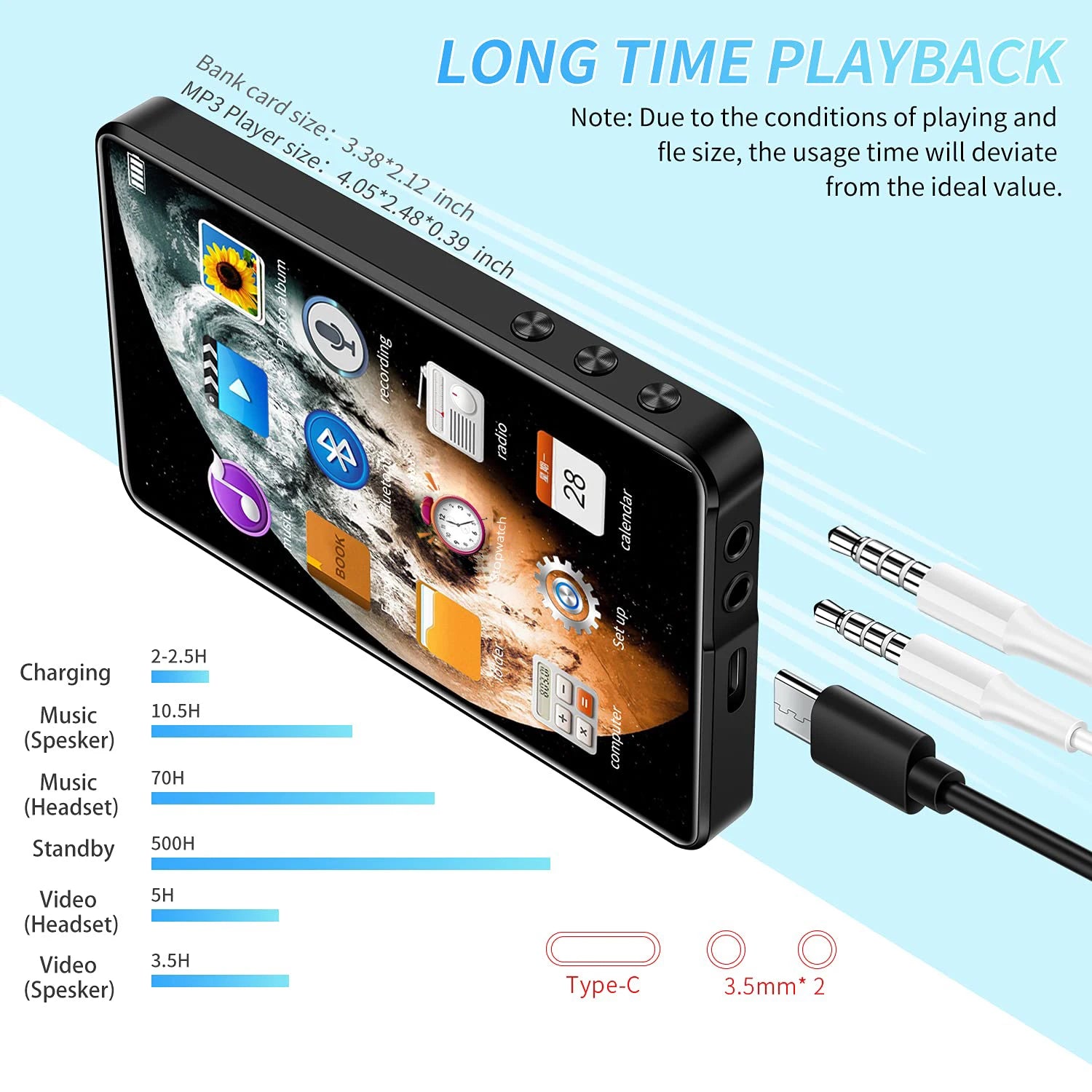 Yophoon 4 Inch X20 MP4 Music Player with Touch Screen