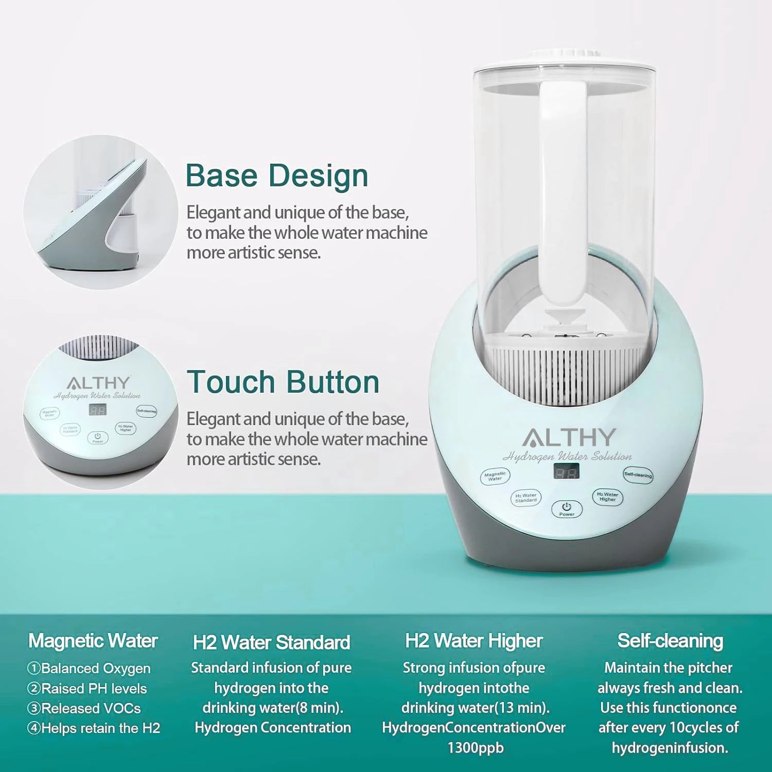 ALTHY Hydrogen Water Pitcher Generator