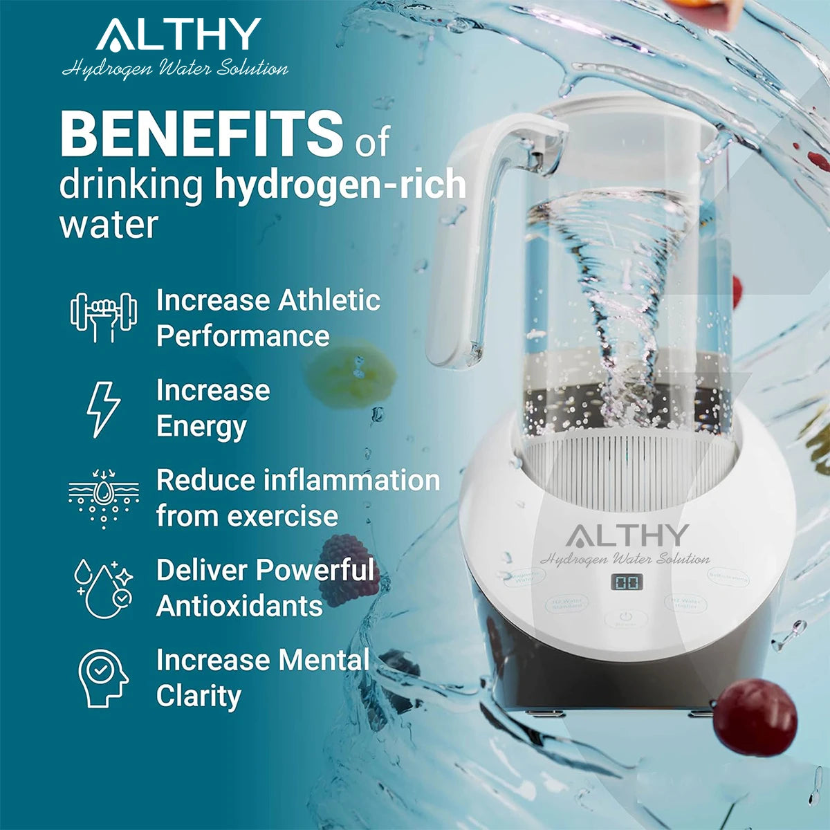 ALTHY Hydrogen Water Pitcher Generator