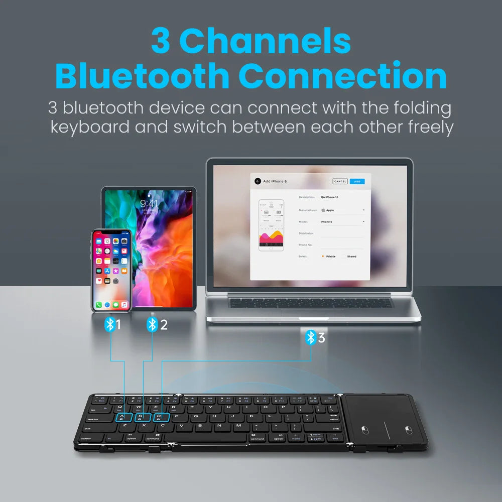 BOW Wireless Folding Keyboard with Touchpad and Numberpad