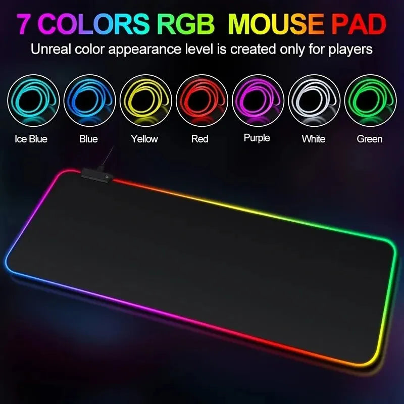 Large Gaming Mouse Pad with Light Modes - Extended Soft Keyboard Mat