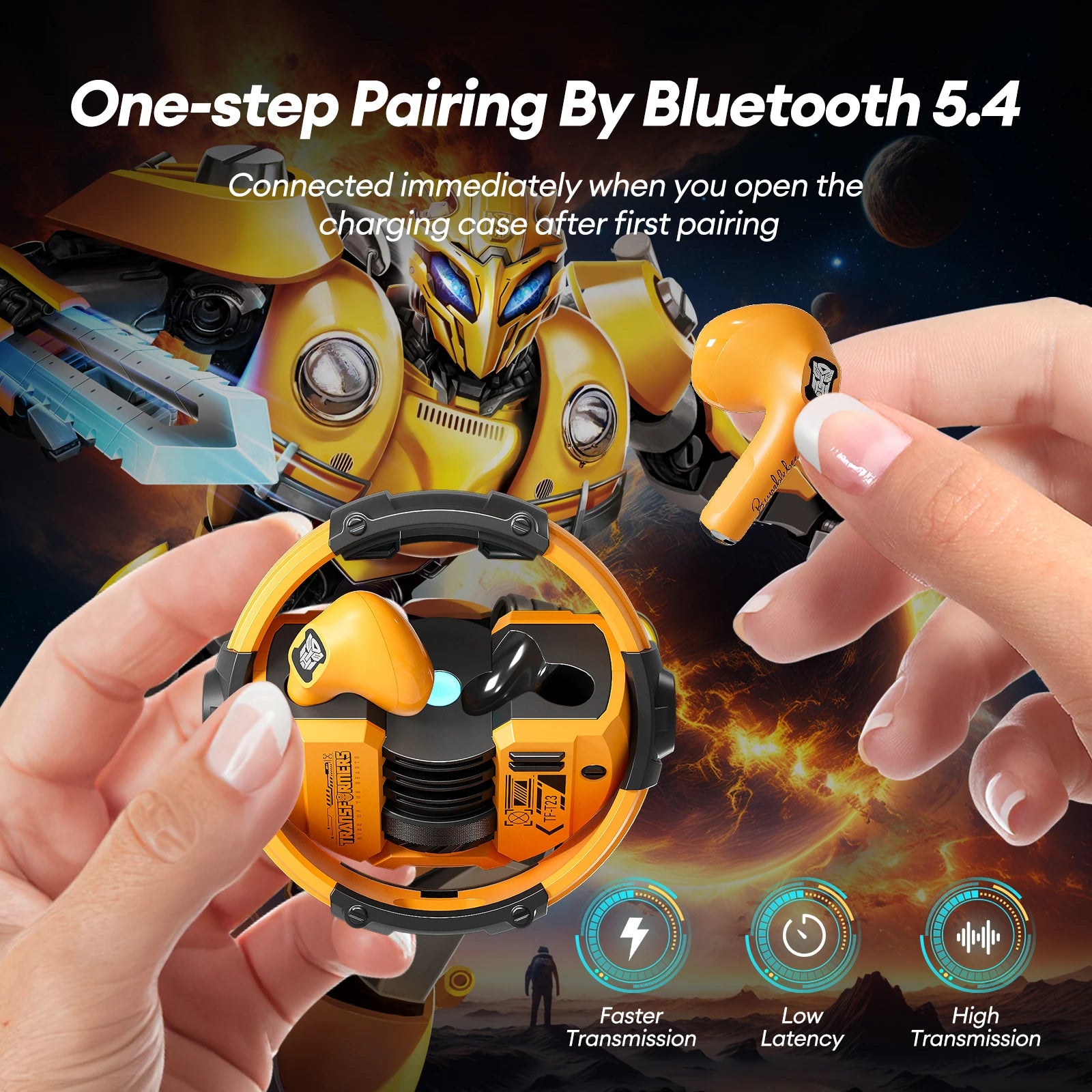 Original TRANSFORMERS TF-T23 TWS Bluetooth 5.4 Gaming Earphones