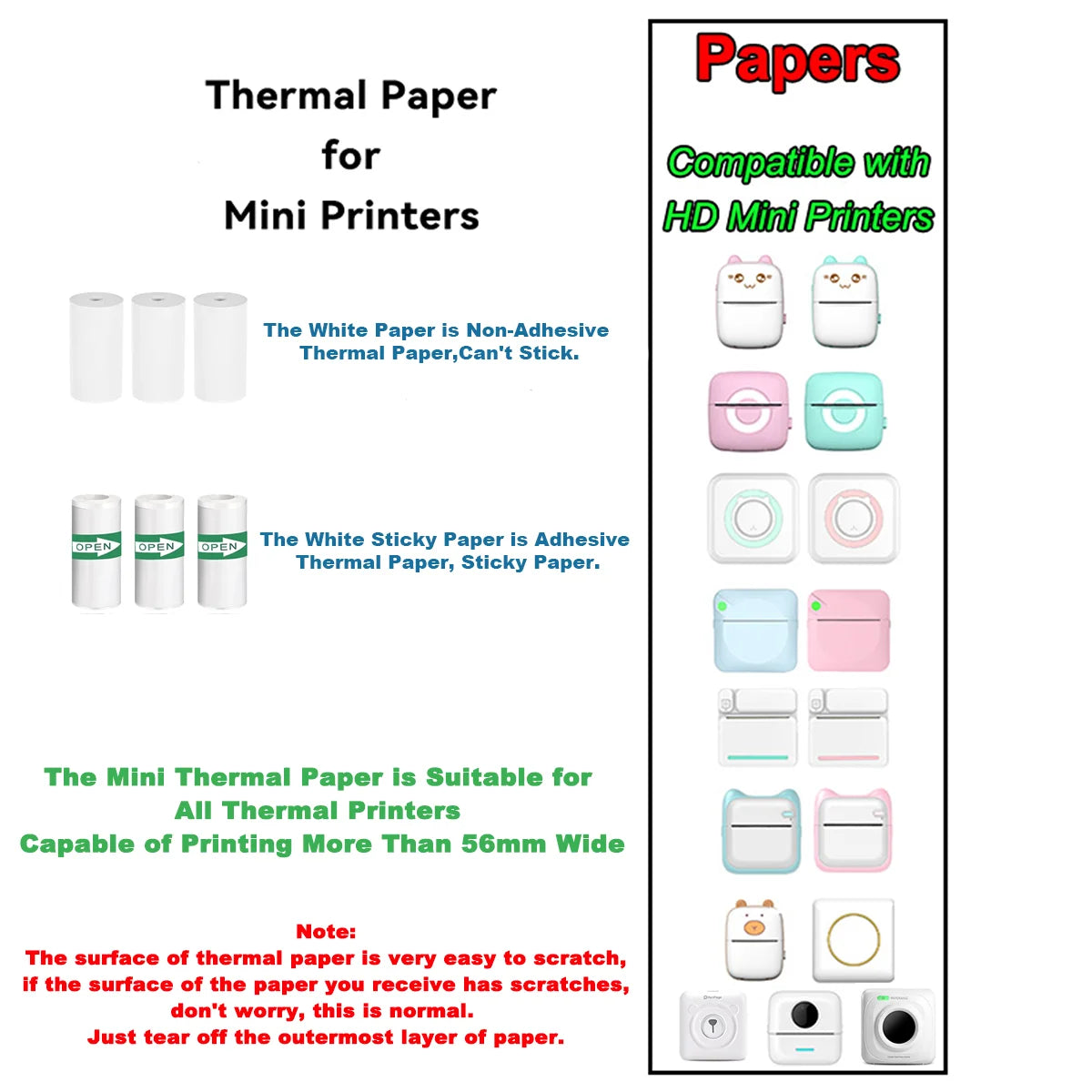 Thermal Paper Mini Self-Adhesive Label Stickers