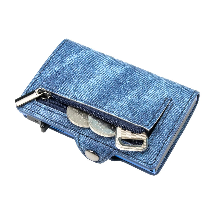 CASEKEY Slim Minimalist Denim Leather Wallet