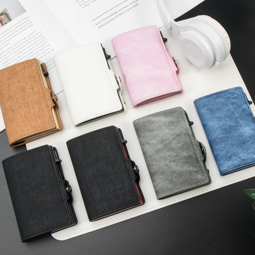 CASEKEY Slim Minimalist Denim Leather Wallet