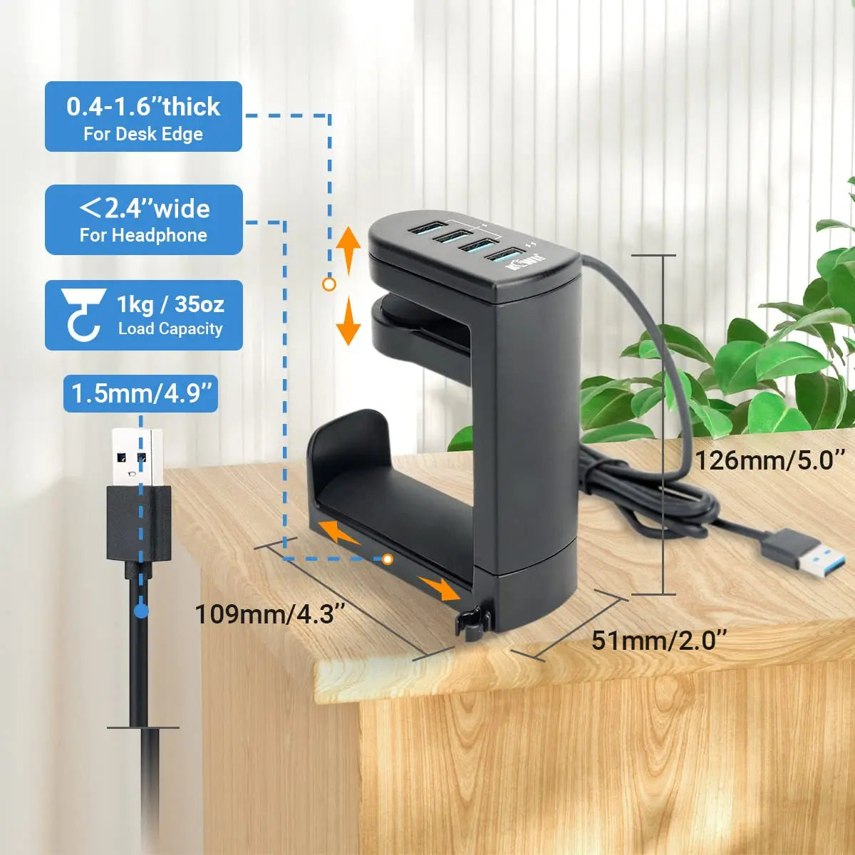 PC Gaming Headset Stand with USB Ports