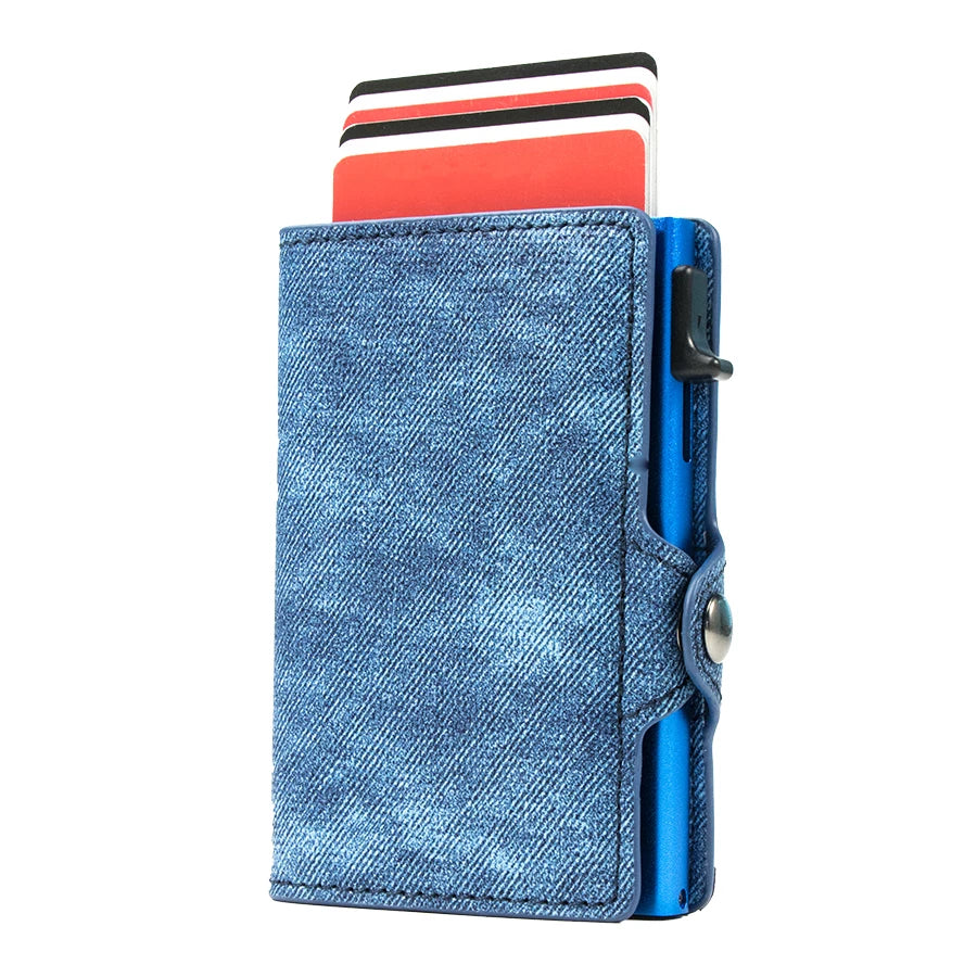 CASEKEY Slim Minimalist Denim Leather Wallet